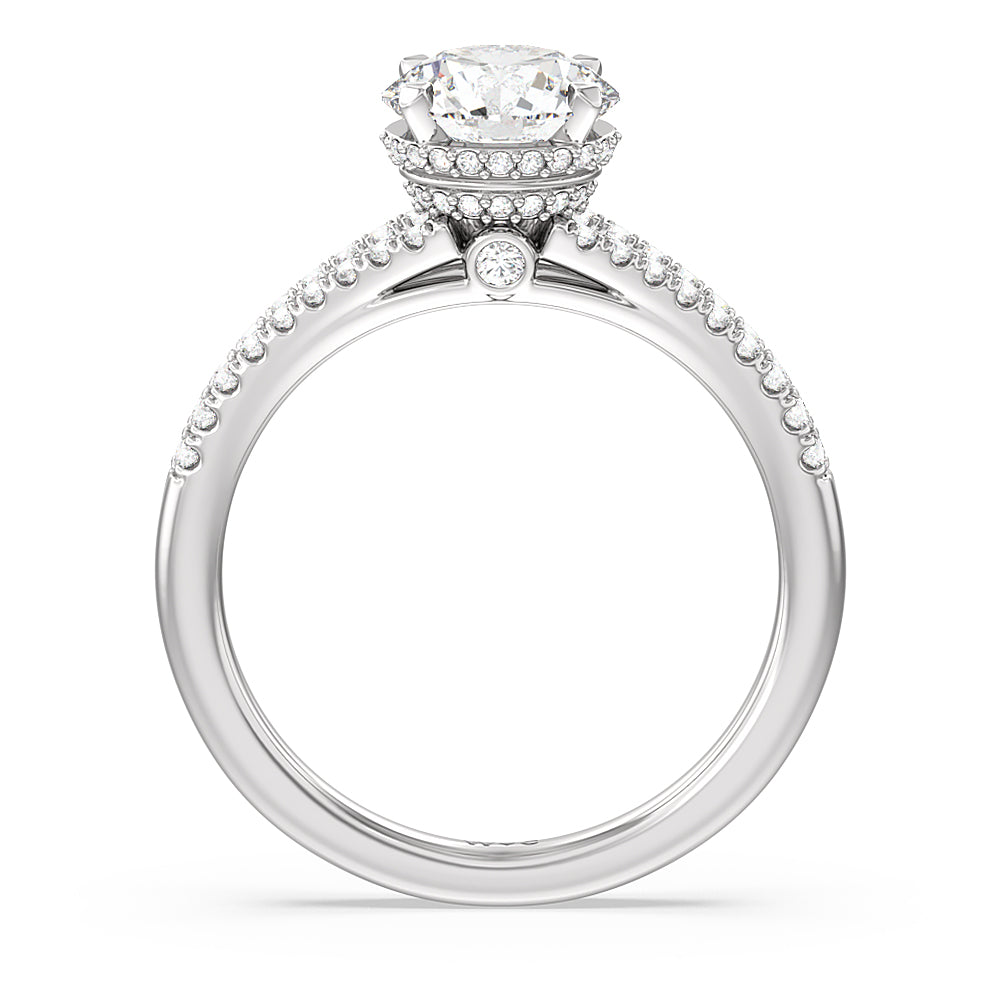 Grand Hidden Halo Engagement Ring with Round Cut Diamond in 14KT Platinum view 2
