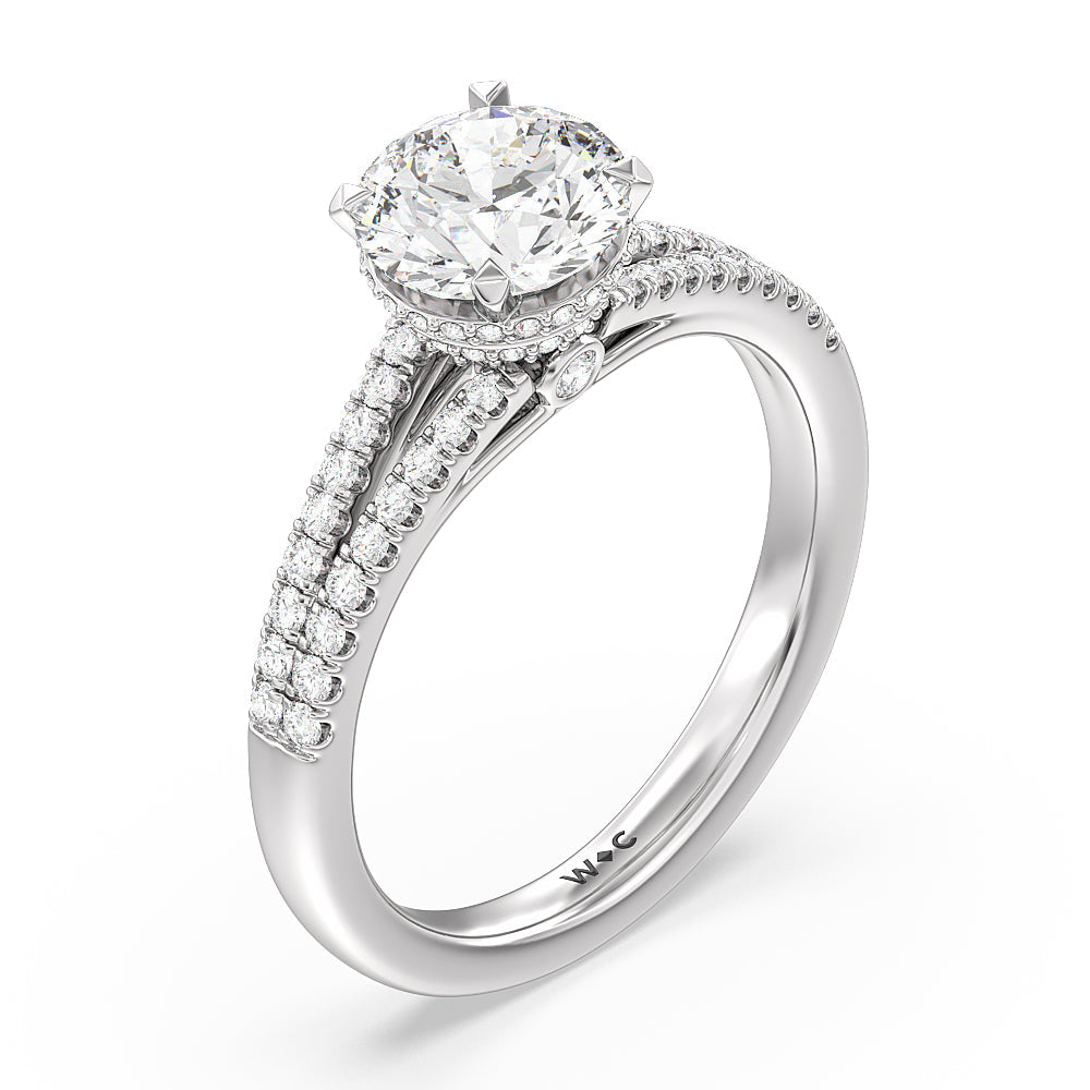 Grand Hidden Halo Engagement Ring with Round Cut Diamond in 14KT Platinum view 3

