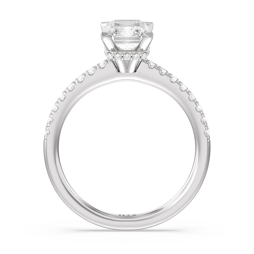 Radiant Cut Petite Pave Hidden Halo Engagement Ring with Lab Grown Diamond in 14KT Platinum view 2
