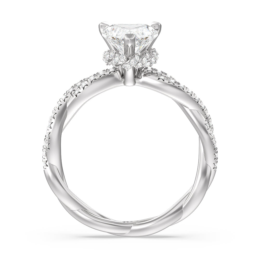 Heart Cut Twisted Vine Hidden Halo Engagement Ring with Lab Grown Diamond in 14KT Platinum view 2
