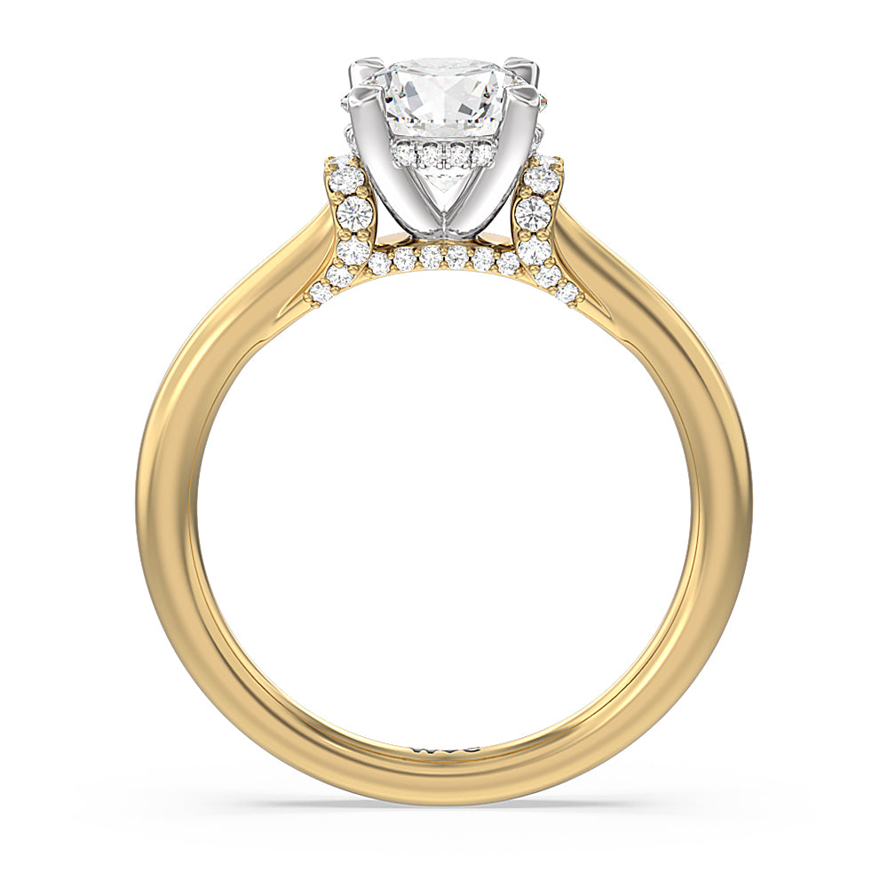 Round Cut Diamond Wrap Shoulder Hidden Halo Engagement Ring with Lab Grown Diamond in 14KT White & Yellow Gold view 2
