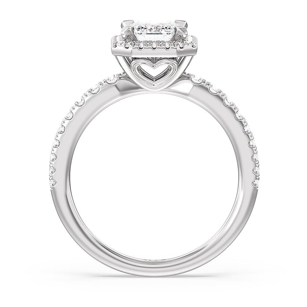 Emerald Cut Octagon Halo Engagement Ring with Lab Grown Diamond in 14KT Platinum view 2
