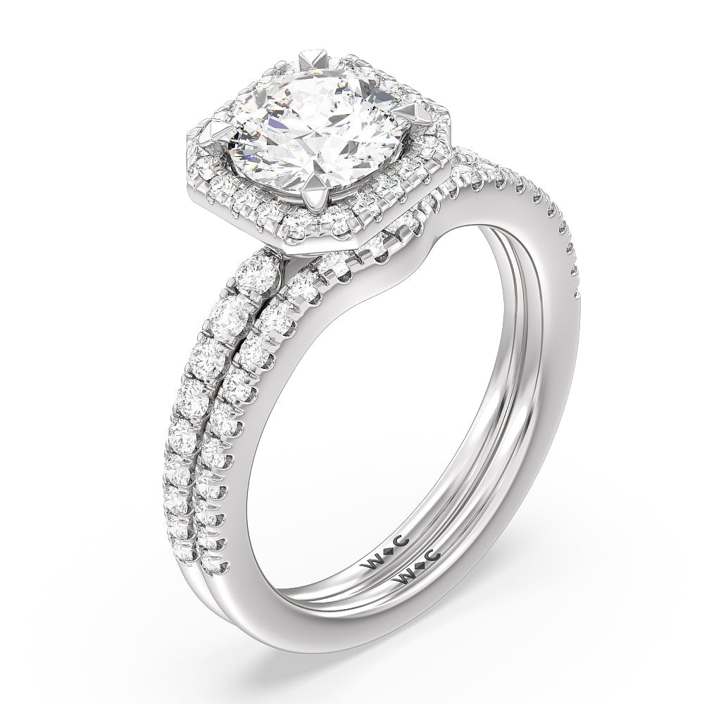 Round Cut Octagon Halo Engagement Ring with Lab Grown Diamond in 14KT Platinum view 4
