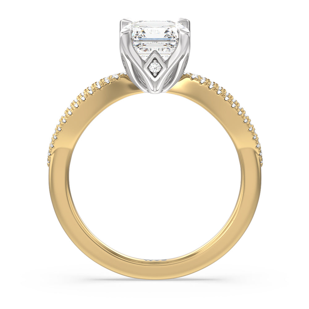 Asscher Cut Petal Peekaboo Diamond Engagement Ring with Lab Grown Diamond in 14KT White & Yellow Gold view 2
