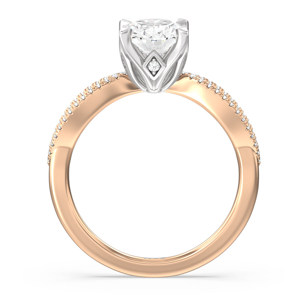 Oval Cut Petal Peekaboo Diamond Engagement Ring with Lab Grown Diamond in 14KT White & Rose Gold view 2
