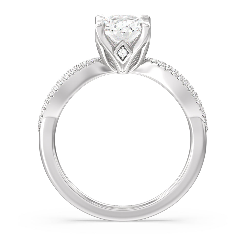 Oval Cut Petal Peekaboo Diamond Engagement Ring with Lab Grown Diamond in 14KT Platinum view 2
