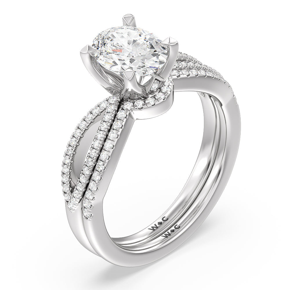 Oval Cut Petal Peekaboo Diamond Engagement Ring with Lab Grown Diamond in 14KT White & Rose Gold view 4
