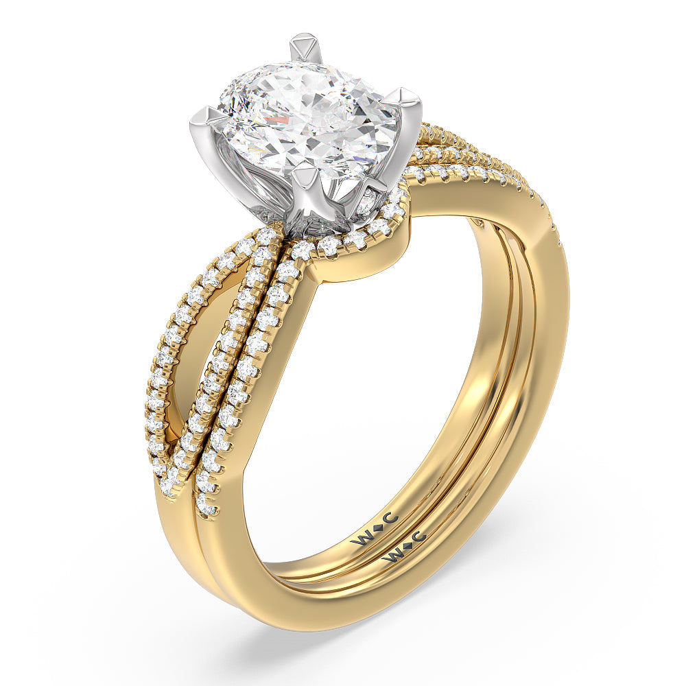 Oval Cut Petal Peekaboo Diamond Engagement Ring with Lab Grown Diamond in 14KT White & Rose Gold view 5
