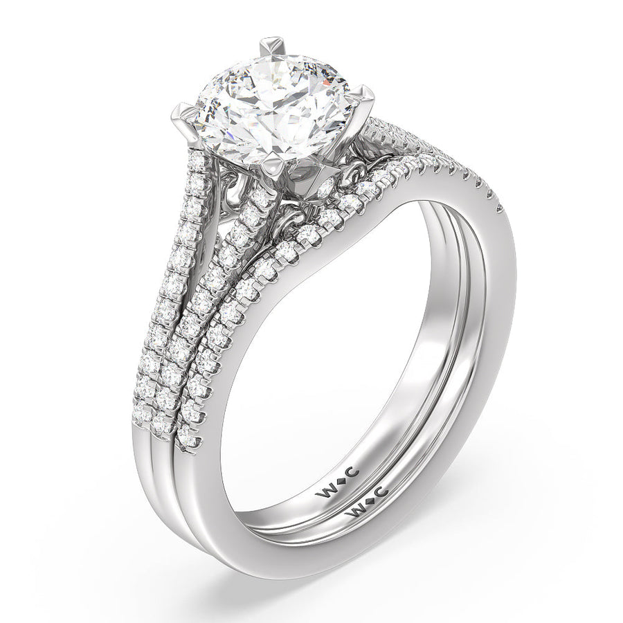 Oval Cut Split Shank Hidden Accent Engagement Ring with Lab Grown Diamond in 14KT Platinum view 4
