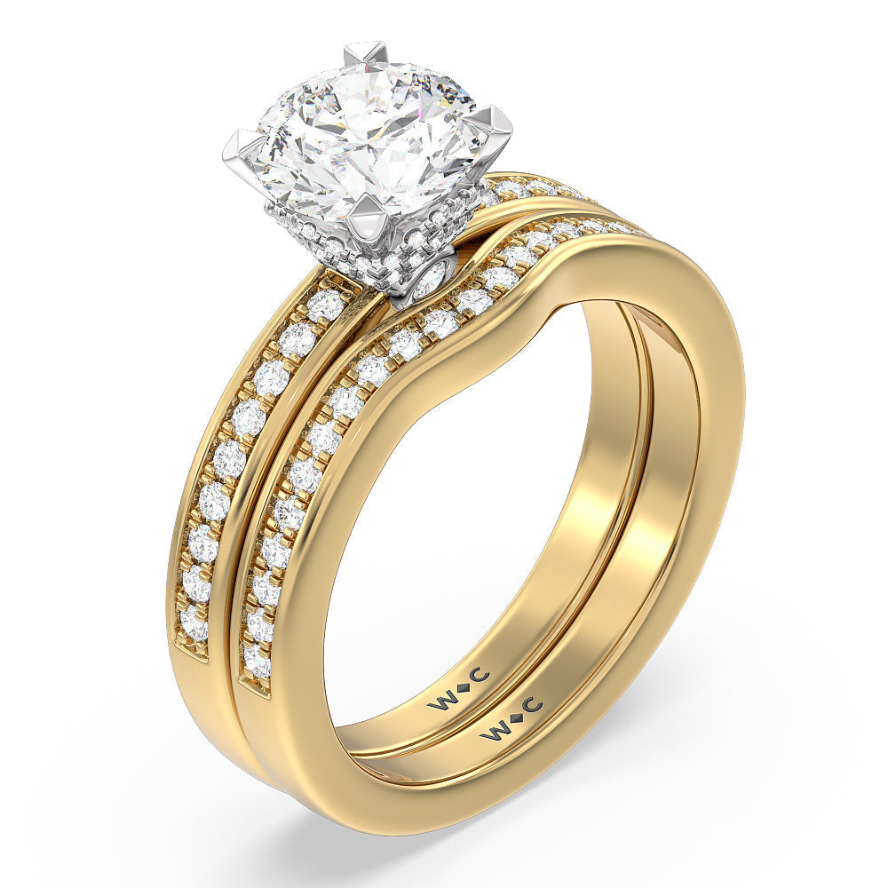 Hidden Accent Double Halo Engagement Ring with Oval Cut Diamond in 14KT White & Rose Gold view 5
