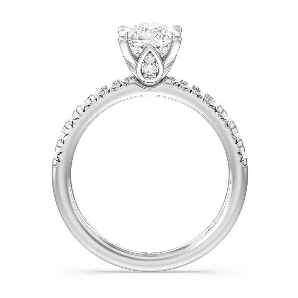 Petal Hidden Accent Engagement Ring with Cushion Cut Diamond in 14KT Platinum view 5
