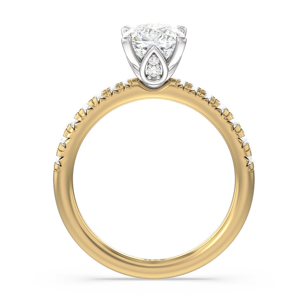 Petal Hidden Accent Engagement Ring with Cushion Cut Diamond in 14KT White & Yellow Gold view 5
