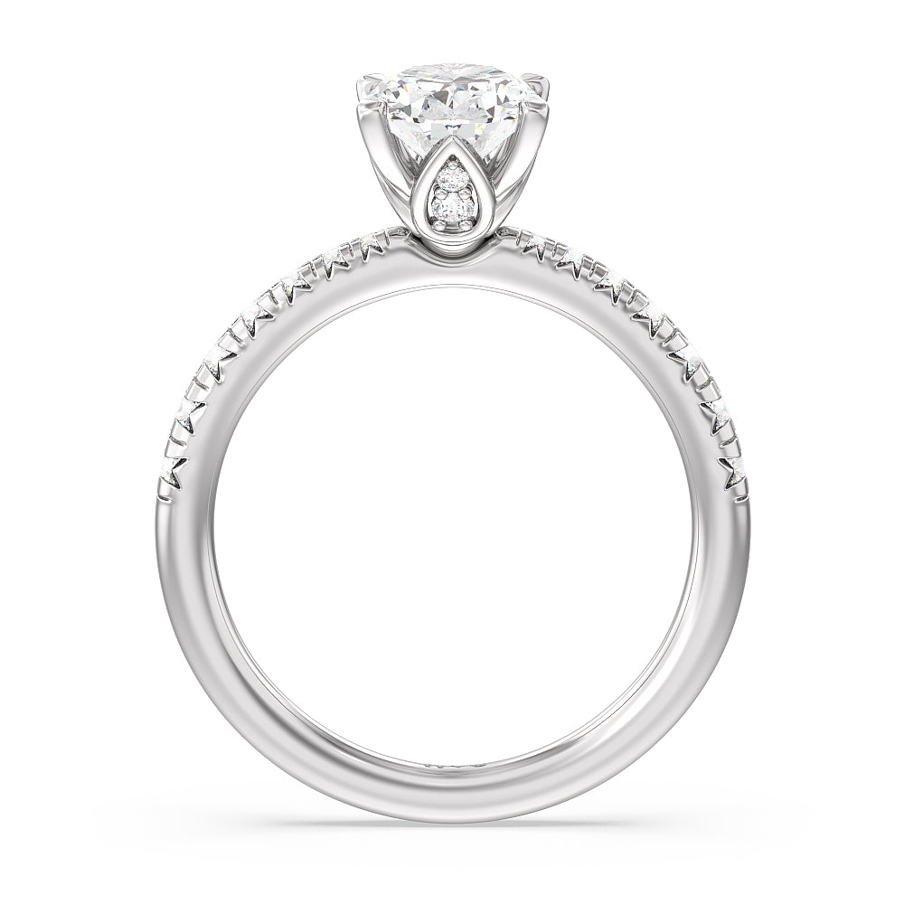 Petal Hidden Accent Engagement Ring with Oval Cut Diamond in 14KT Platinum view 5
