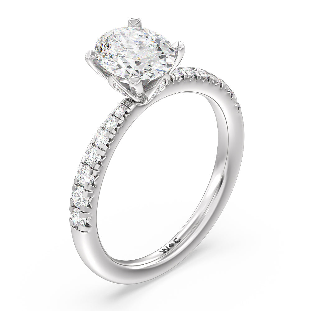 Petal Hidden Accent Engagement Ring with Oval Cut Diamond in 14KT Platinum view 6
