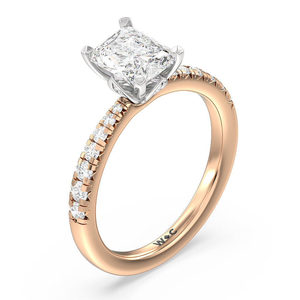 Petal Hidden Accent Engagement Ring with Radiant Cut Diamond in 14KT White & Rose Gold view 6
