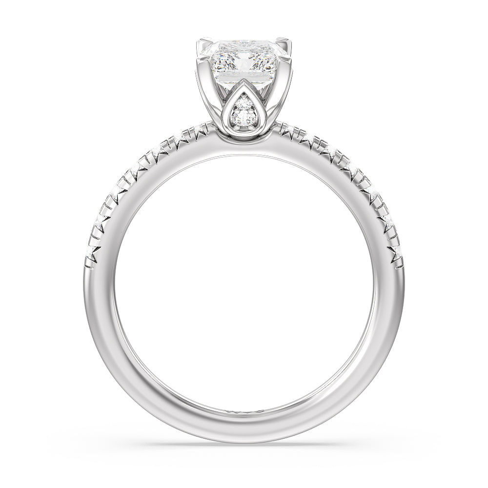 Petal Hidden Accent Engagement Ring with Radiant Cut Diamond in 14KT Platinum view 5

