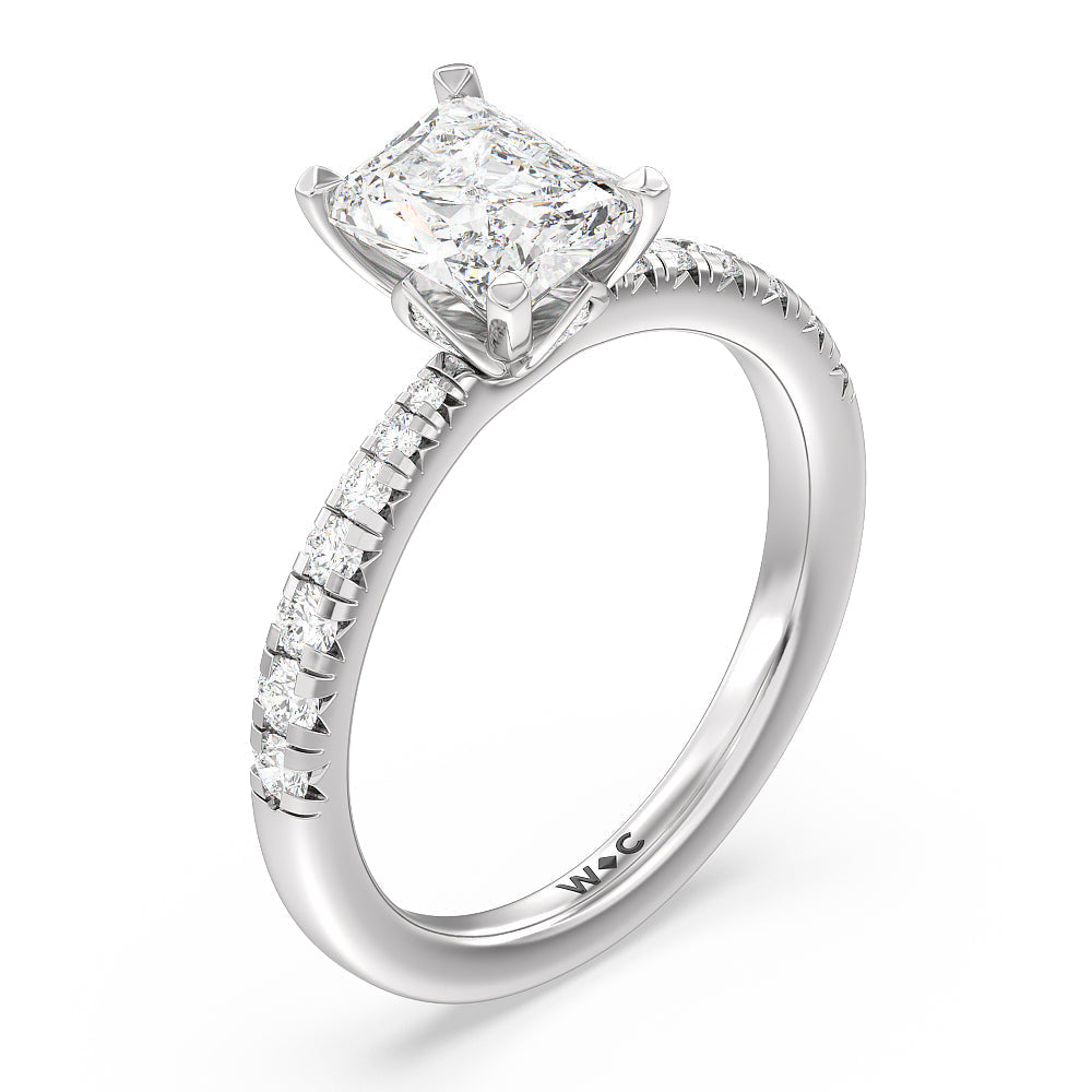 Petal Hidden Accent Engagement Ring with Radiant Cut Diamond in 14KT Platinum view 6
