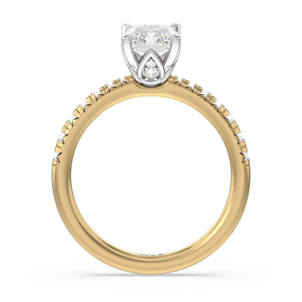 Petal Hidden Accent Engagement Ring with Radiant Cut Diamond in 14KT White & Yellow Gold view 5
