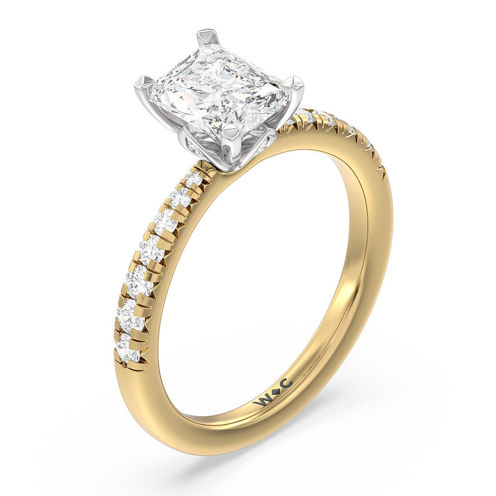 Petal Hidden Accent Engagement Ring with Radiant Cut Diamond in 14KT White & Yellow Gold view 6
