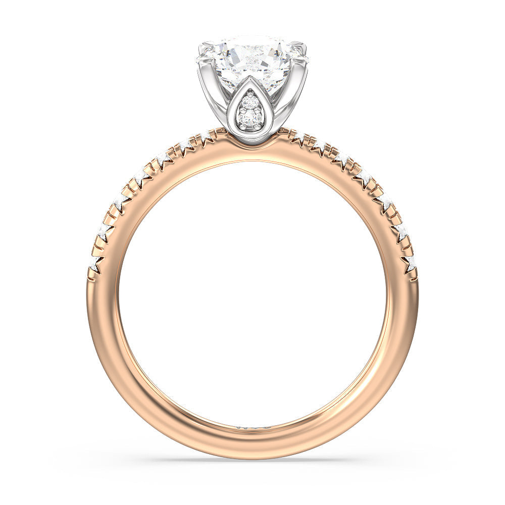 Petal Hidden Accent Engagement Ring with Round Cut Diamond in 14KT White & Rose Gold view 5
