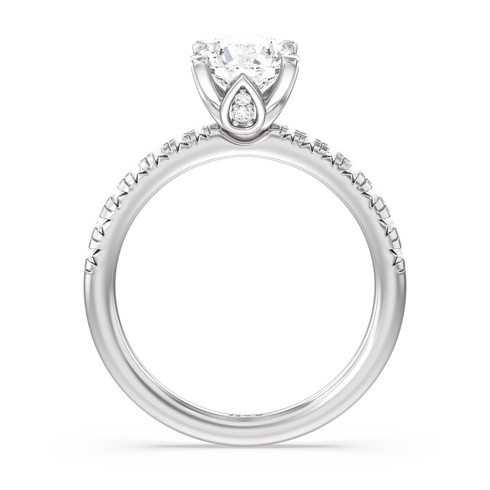 Petal Hidden Accent Engagement Ring with Round Cut Diamond in 14KT Platinum view 5
