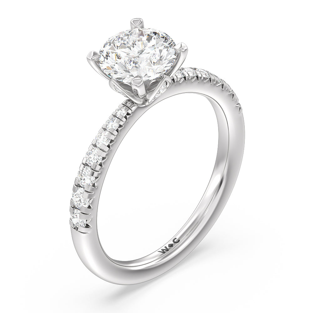 Petal Hidden Accent Engagement Ring with Round Cut Diamond in 14KT Platinum view 6
