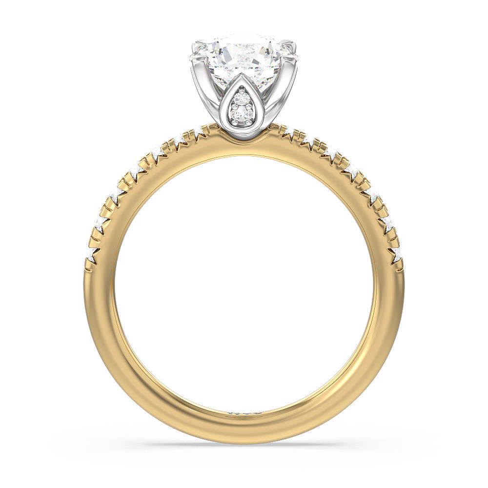 Petal Hidden Accent Engagement Ring with Round Cut Diamond in 14KT White & Yellow Gold view 5
