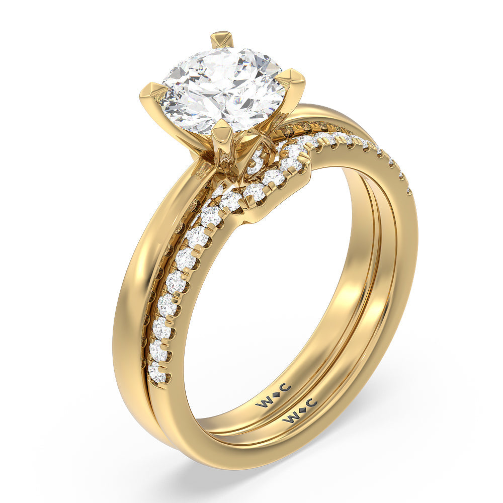 Adorned Hidden Accent Diamond Engagement Ring with Cushion Cut Diamond in 14KT Yellow Gold view 4
