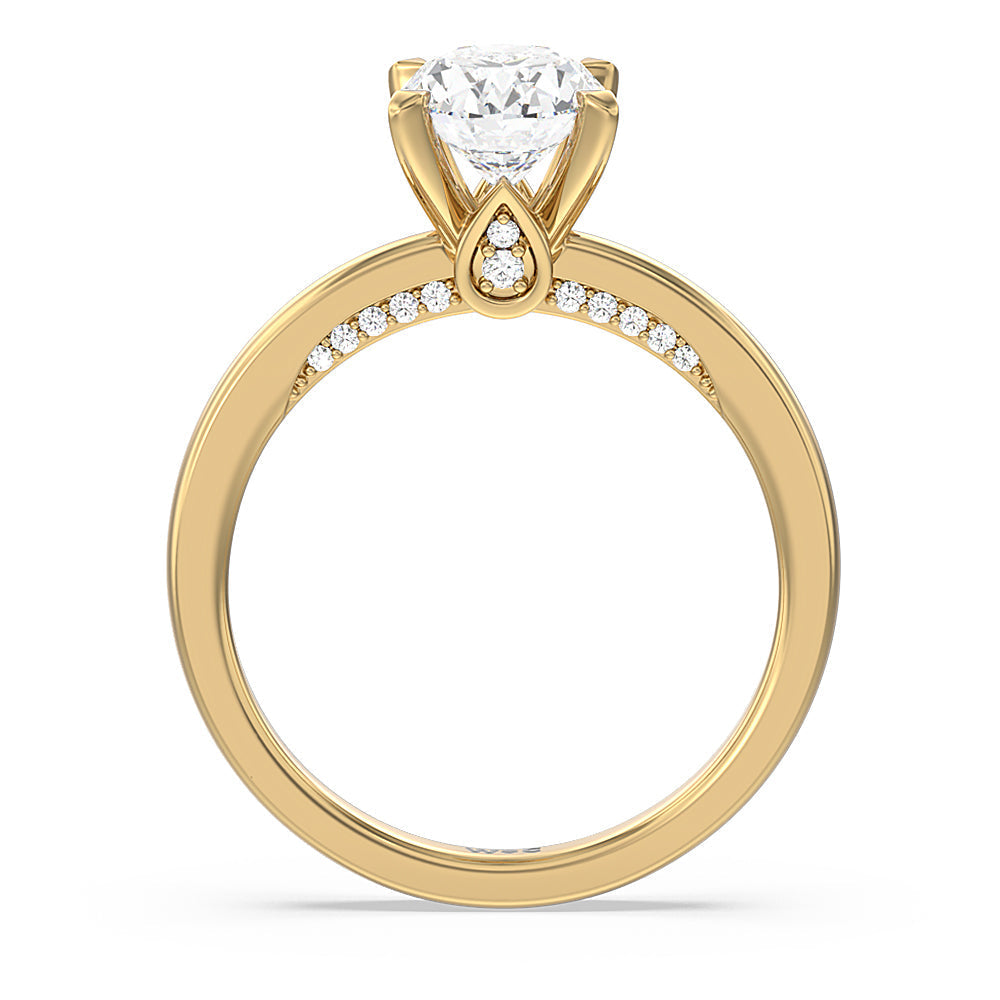Adorned Hidden Accent Diamond Engagement Ring with Oval Cut Diamond in 14KT Yellow Gold view 2
