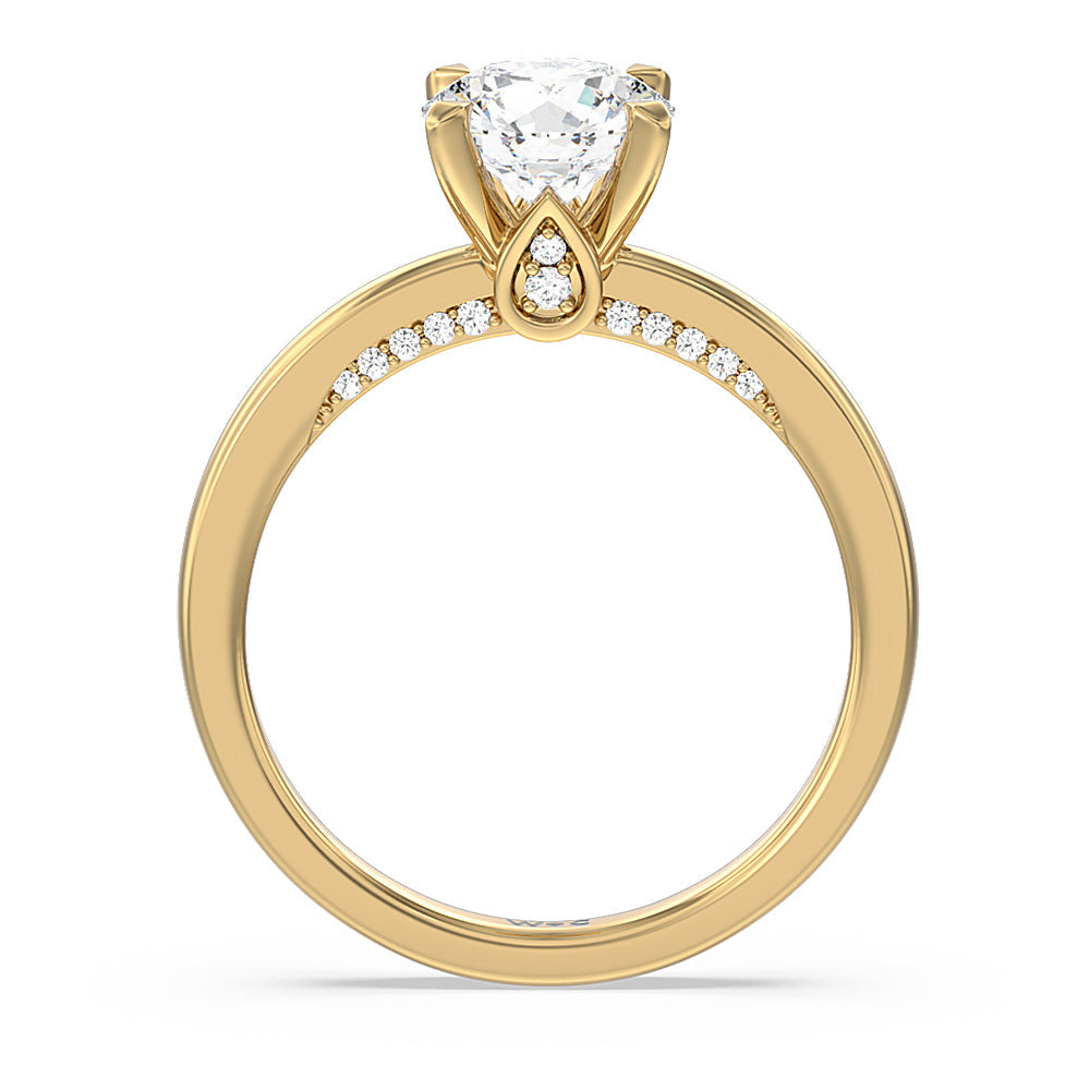 Adorned Hidden Accent Diamond Engagement Ring with Round Cut Diamond in 14KT Yellow Gold view 2
