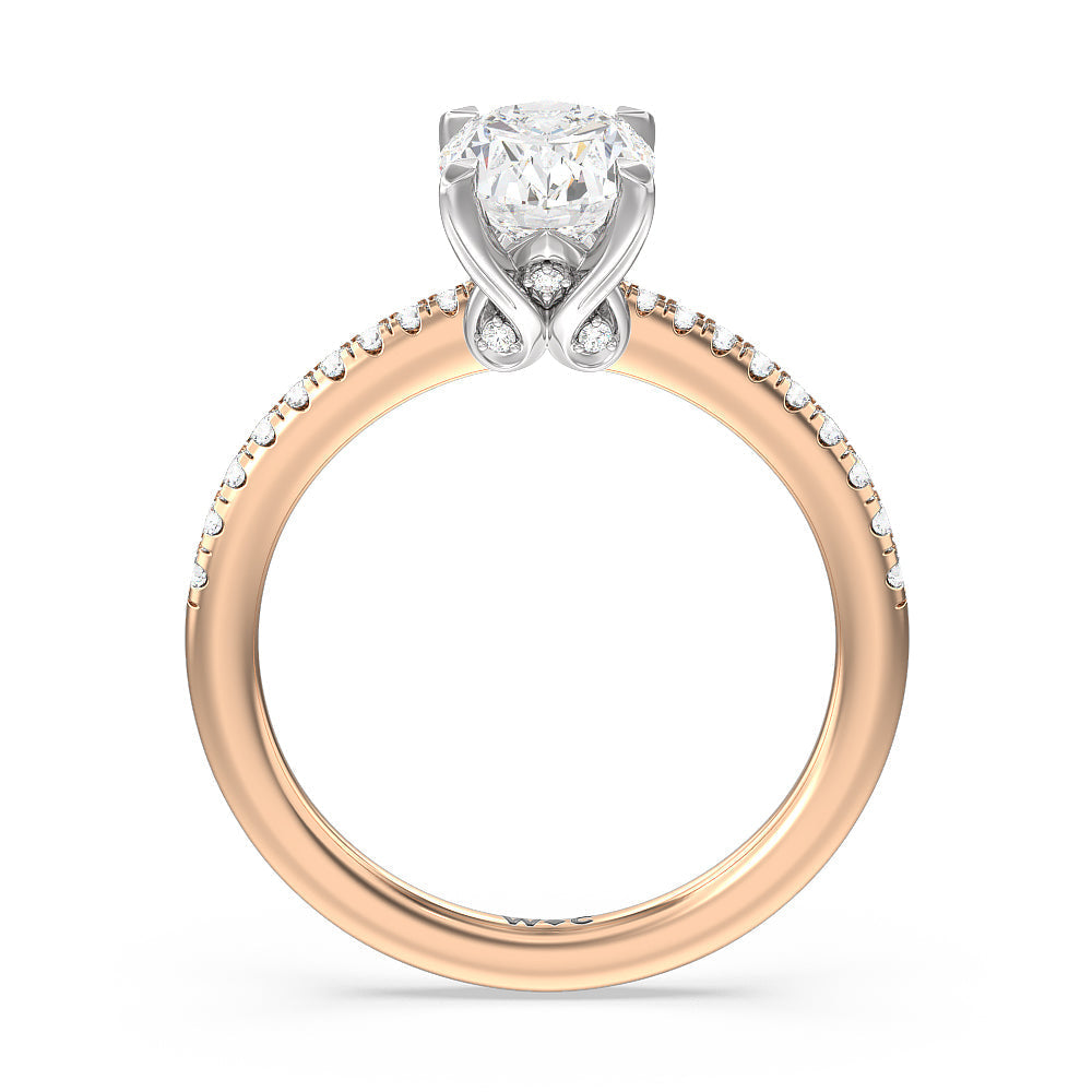 Oval Cut Hidden Heart Pave Engagement Ring with Lab Grown Diamond in 14KT White & Rose Gold view 2

