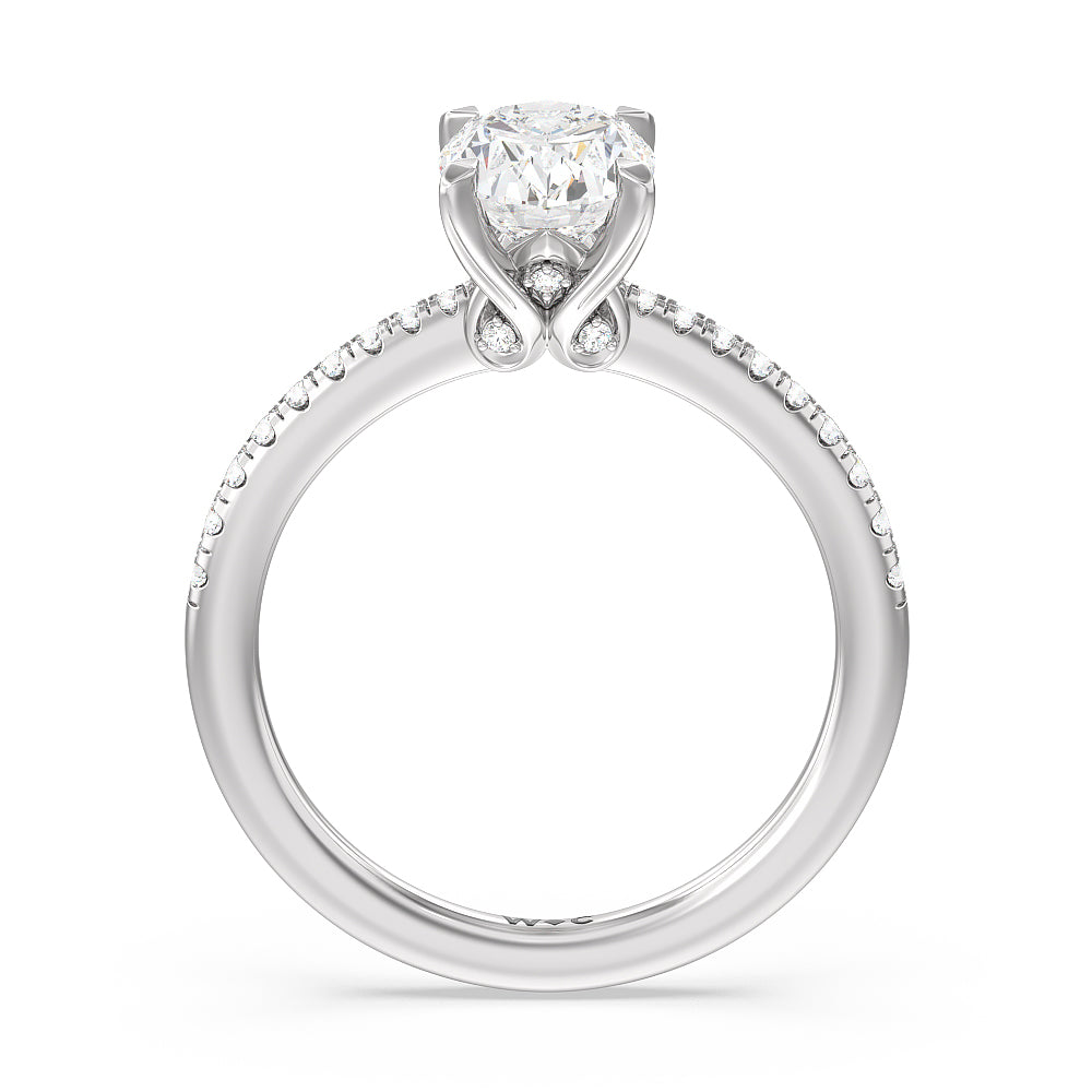 Oval Cut Hidden Heart Pave Engagement Ring with Lab Grown Diamond in 14KT Platinum view 2
