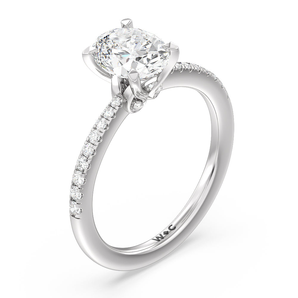 Oval Cut Hidden Heart Pave Engagement Ring with Lab Grown Diamond in 14KT Platinum view 3
