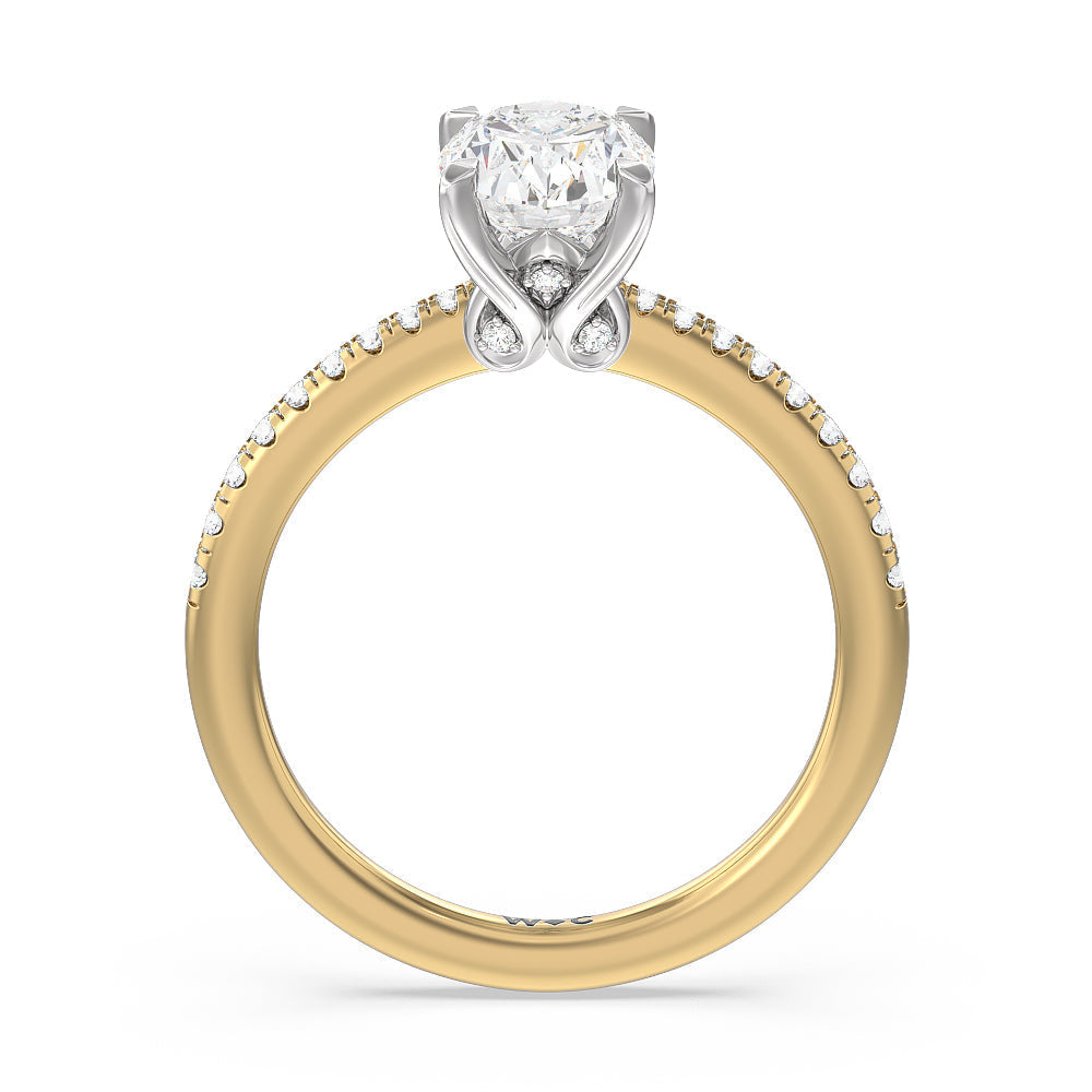 Oval Cut Hidden Heart Pave Engagement Ring with Lab Grown Diamond in 14KT White & Yellow Gold view 2
