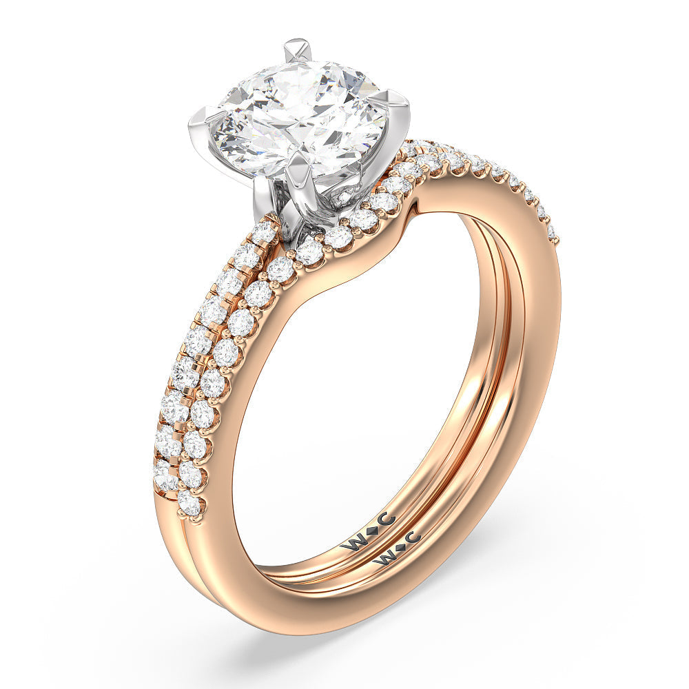 Princess Cut Hidden Heart Pave Engagement Ring with Lab Grown Diamond in 14KT White & Rose Gold view 4
