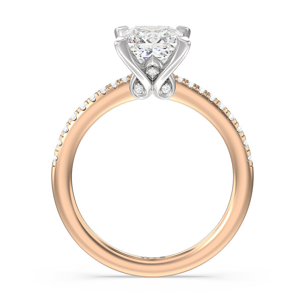 Princess Cut Hidden Heart Pave Engagement Ring with Lab Grown Diamond in 14KT White & Rose Gold view 2
