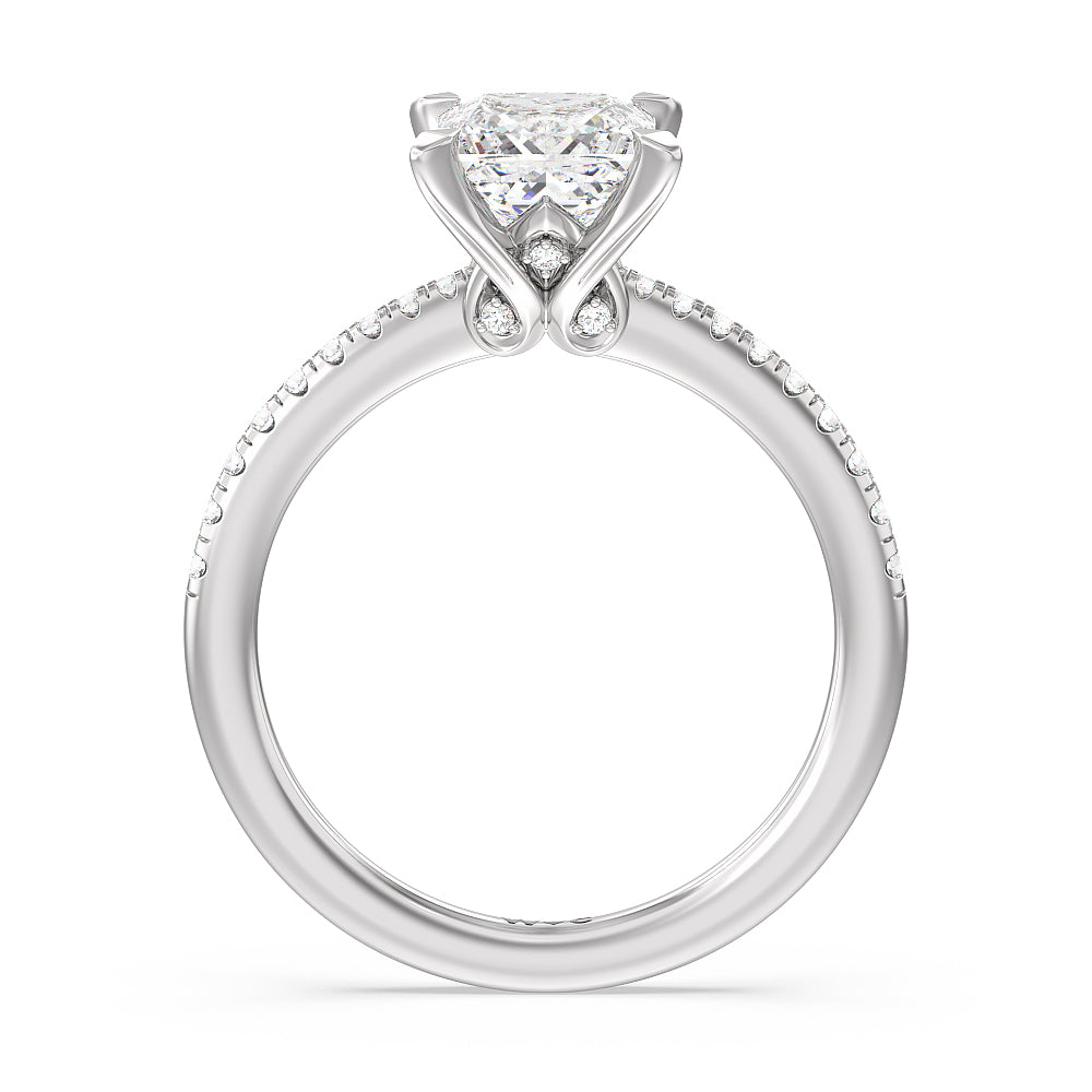 Princess Cut Hidden Heart Pave Engagement Ring with Lab Grown Diamond in 14KT Platinum view 2
