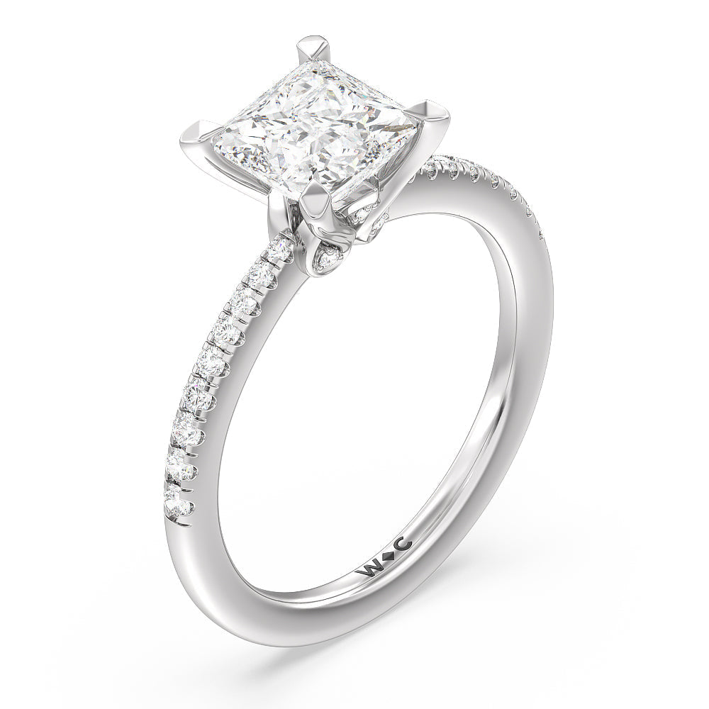 Princess Cut Hidden Heart Pave Engagement Ring with Lab Grown Diamond in 14KT Platinum view 3
