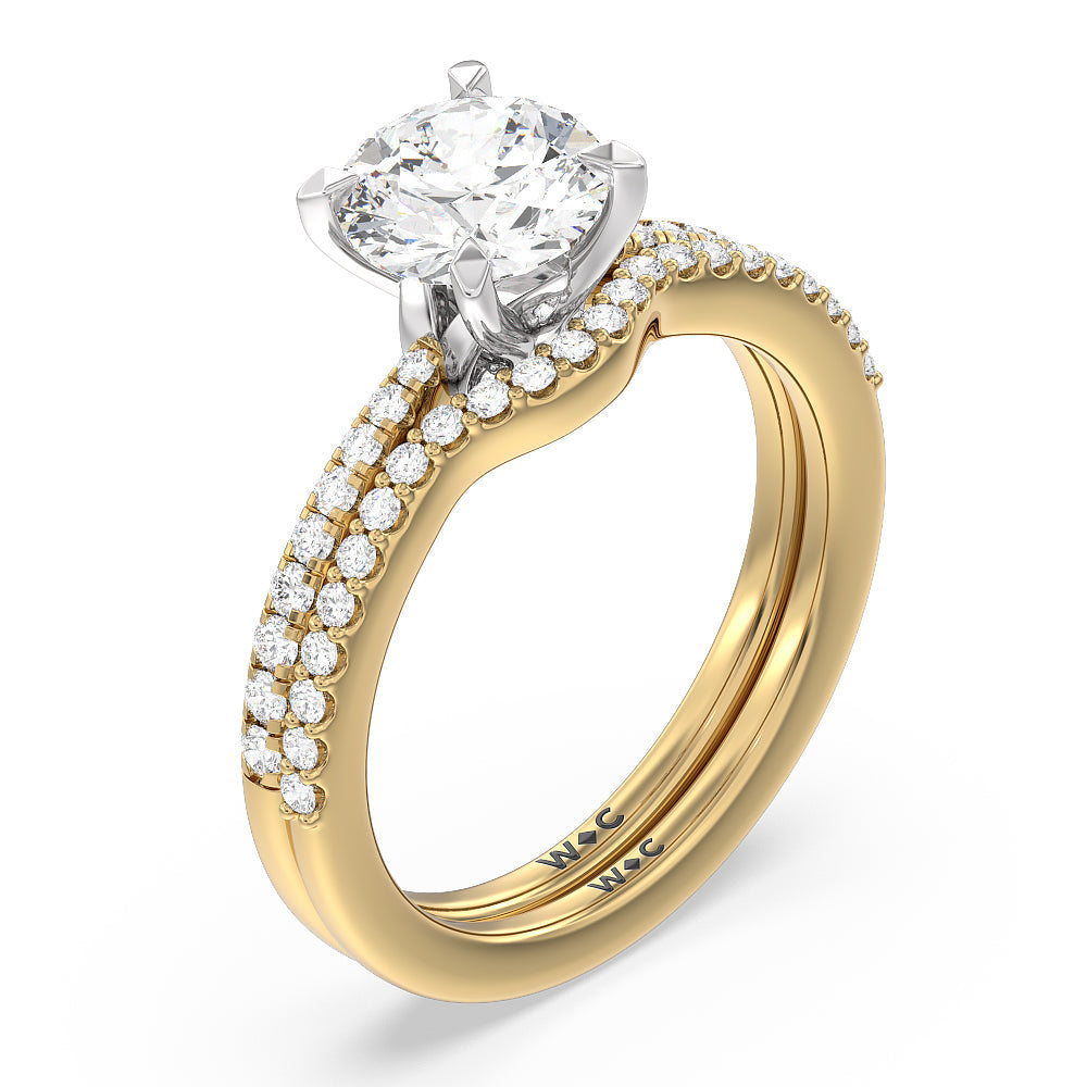 Princess Cut Hidden Heart Pave Engagement Ring with Lab Grown Diamond in 14KT White & Yellow Gold view 4
