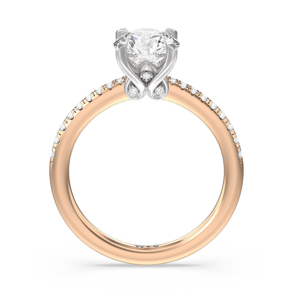 Round Cut Hidden Heart Pave Engagement Ring with Lab Grown Diamond in 14KT White & Rose Gold view 2
