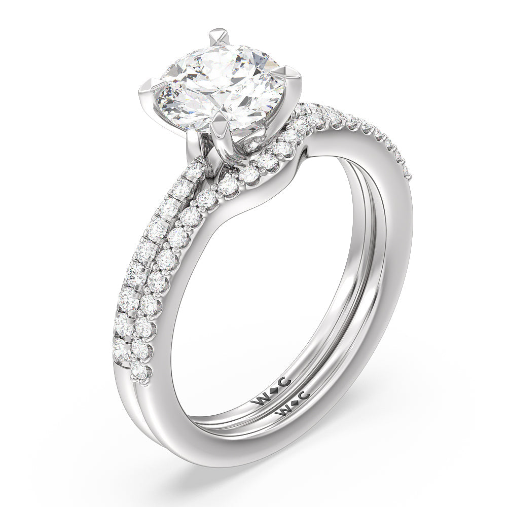 Round Cut Hidden Heart Pave Engagement Ring with Lab Grown Diamond in 14KT Platinum view 4
