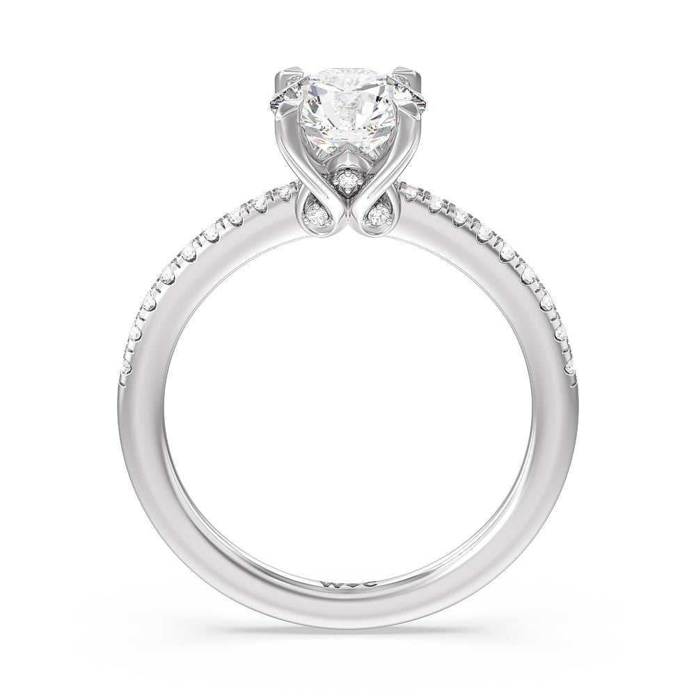 Round Cut Hidden Heart Pave Engagement Ring with Lab Grown Diamond in 14KT Platinum view 2
