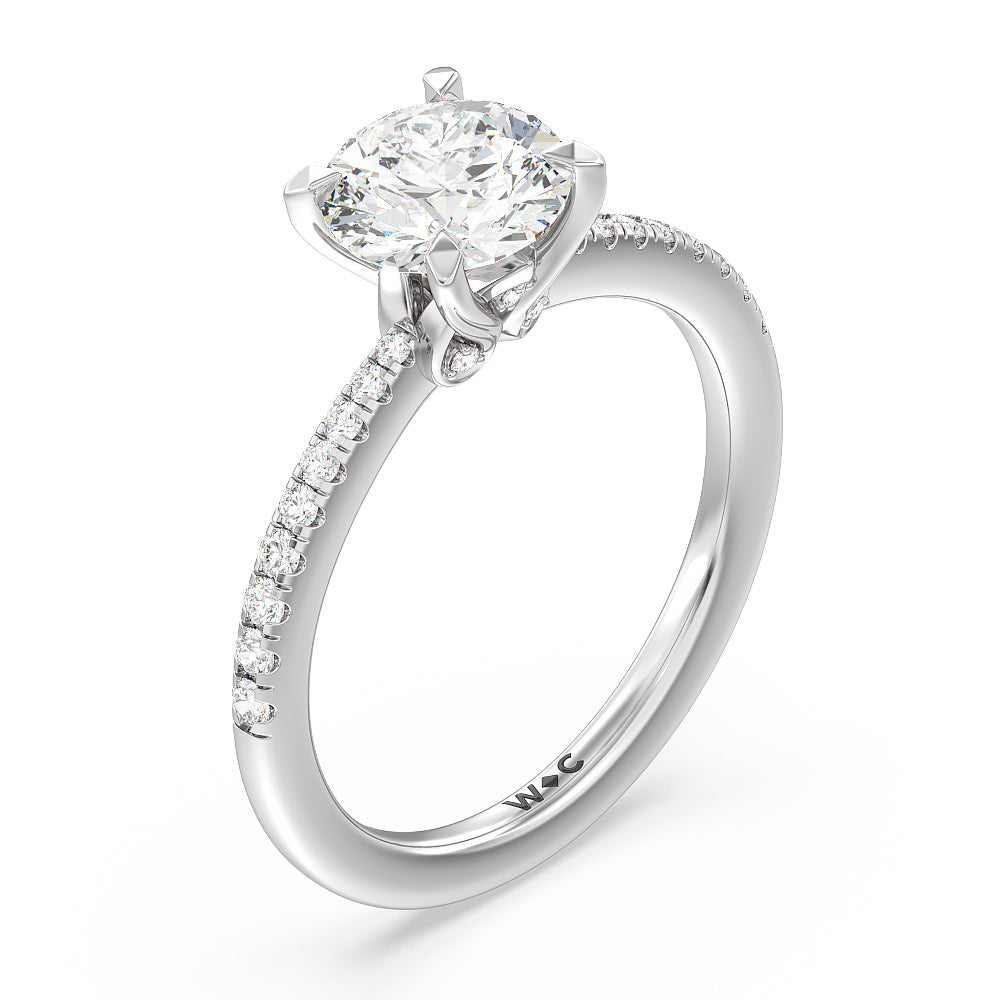 Round Cut Hidden Heart Pave Engagement Ring with Lab Grown Diamond in 14KT Platinum view 3
