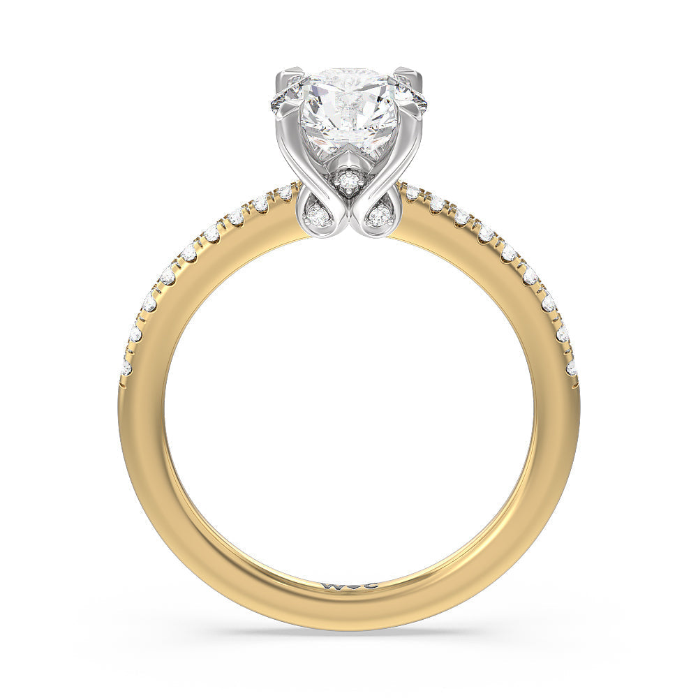 Round Cut Hidden Heart Pave Engagement Ring with Lab Grown Diamond in 14KT White & Yellow Gold view 2
