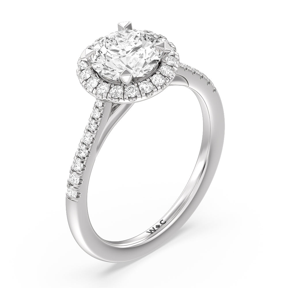 Round Cut Fishtail Cathedral Halo Engagement Ring with Lab Grown Diamond in 14KT Platinum view 3
