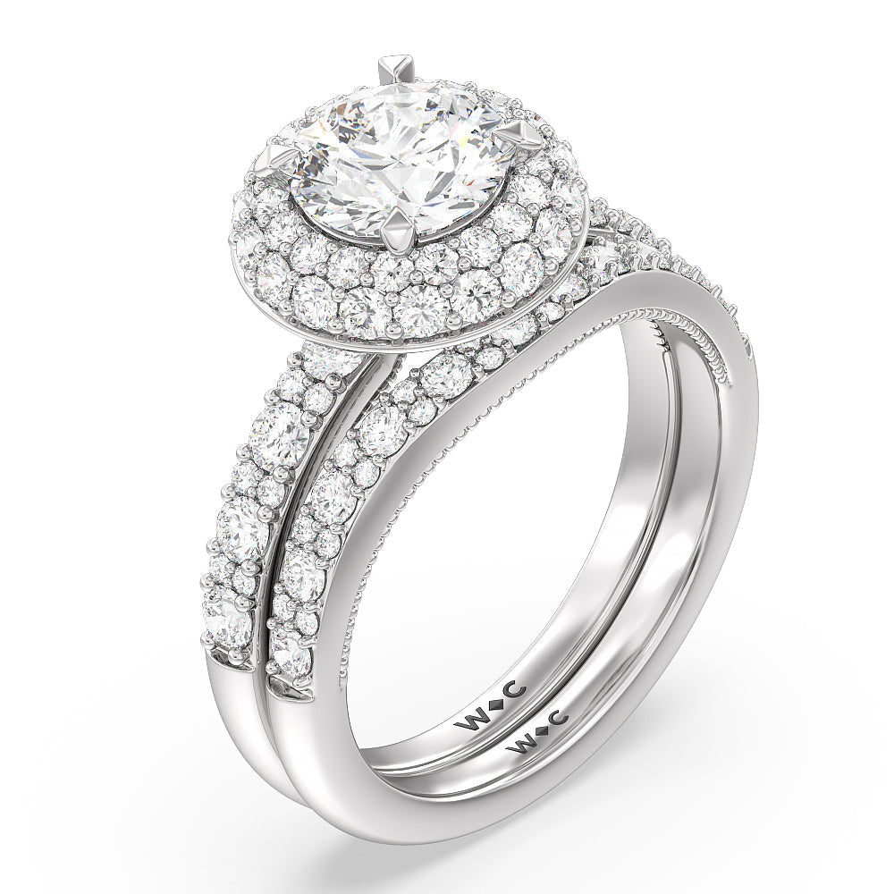 Cushion Cut Falling Edge Halo Engagement Ring with Lab Grown Diamond in 14KT Rose Gold view 4
