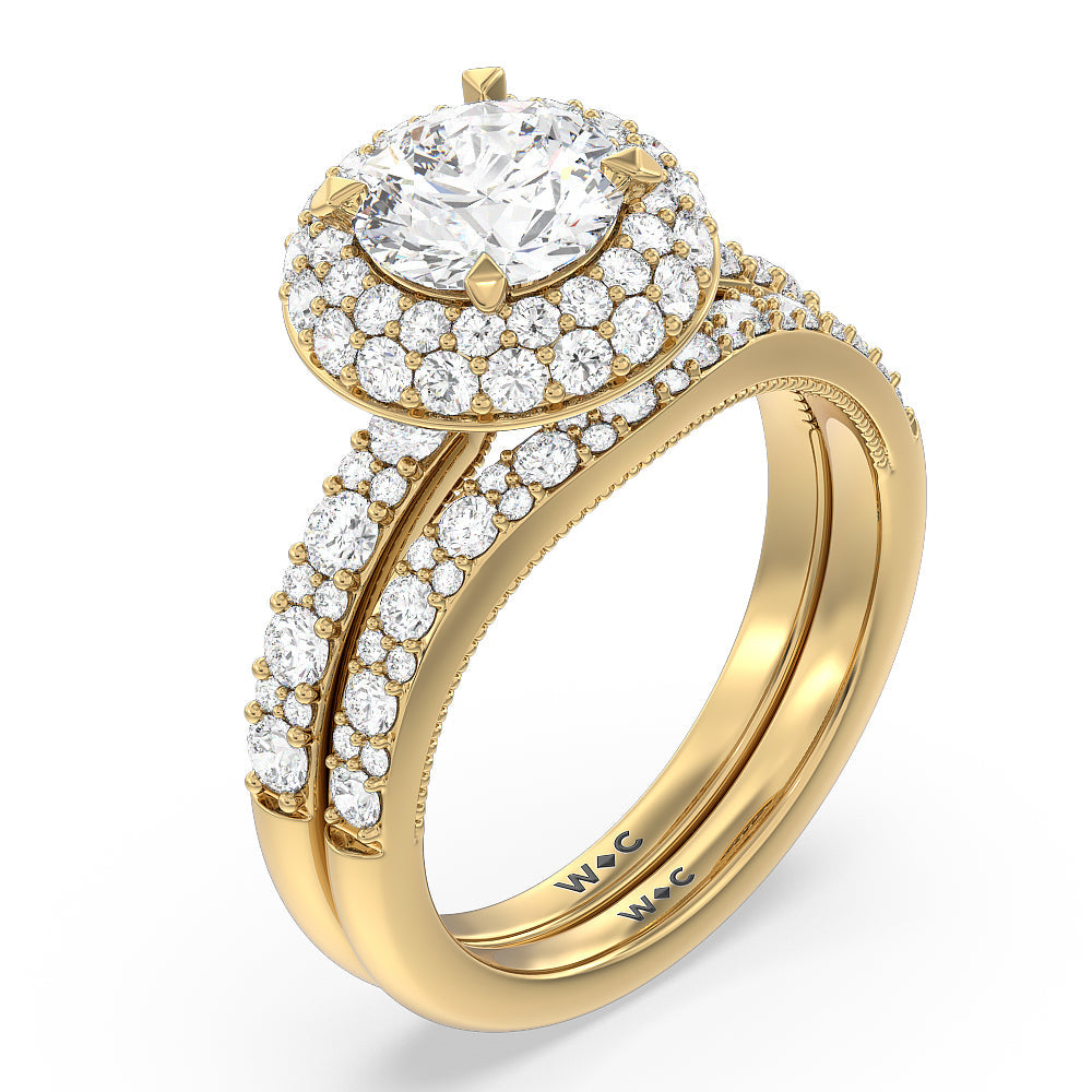 Cushion Cut Falling Edge Halo Engagement Ring with Lab Grown Diamond in 14KT Rose Gold view 5
