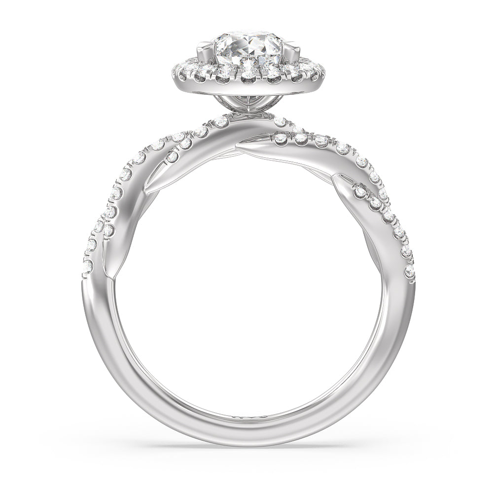 Pear Cut Twisted Vine Halo Engagement Ring with Lab Grown Diamond in 14KT Platinum view 2
