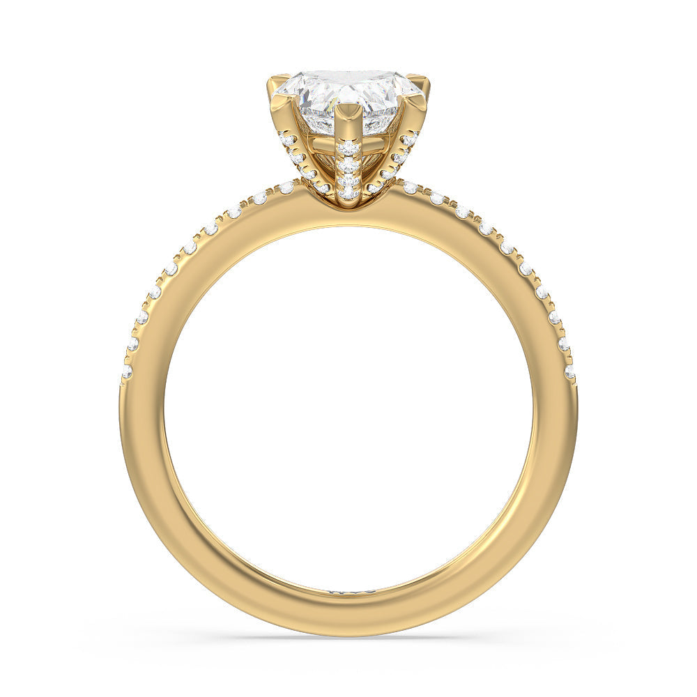 Heart Cut Fine Line Pave Engagement Ring with Lab Grown Diamond in 14KT Yellow Gold view 2

