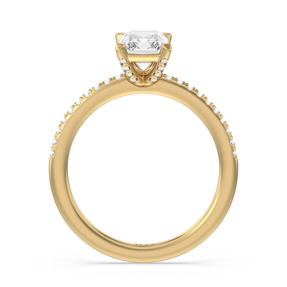 Fine Line Pave Engagement Ring with Radiant Cut Diamond in 14KT Yellow Gold view 2
